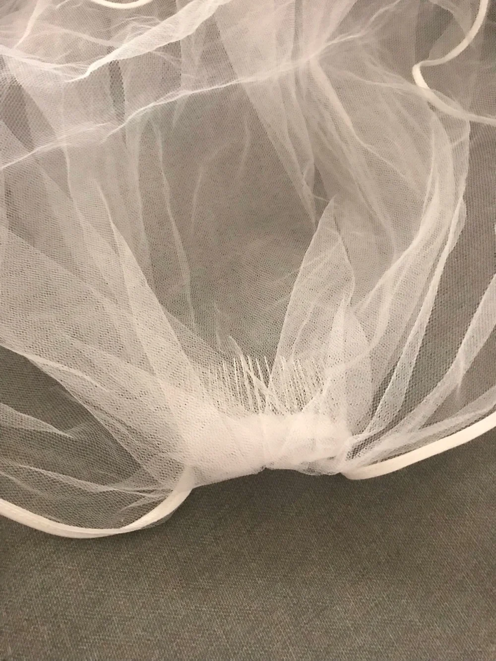 Vintage White Bridal Veil with Rolled Edge Trim